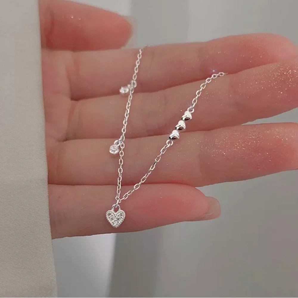 925 Sterling Silver Fashion Temperament Heart Bracelet Jewelry Women Wed…